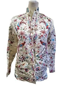 Vintage 1960s Plum Blossoms Silk Jacket